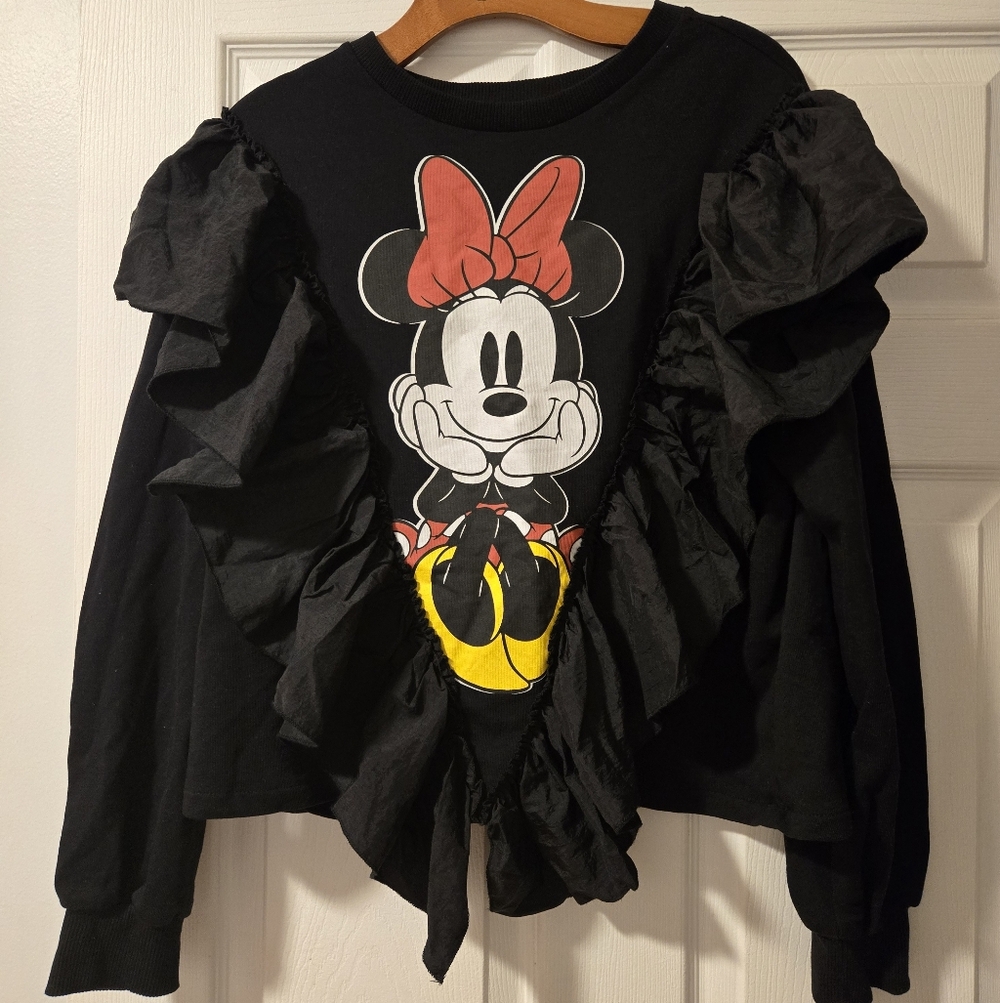 Disney Black Minnie Mouse Ruffle Top